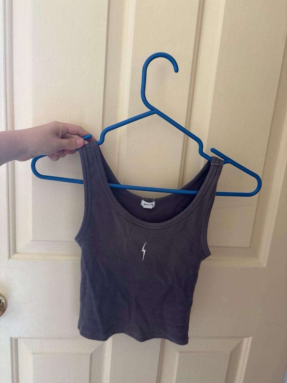 Garage Gray Lightning Bolt Ribbed Tank Top